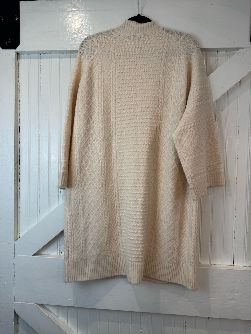 J.Crew Cable Knit Long Cardigan XS/S Merino Wool Alpaca Ivory - Picture 3 of 10